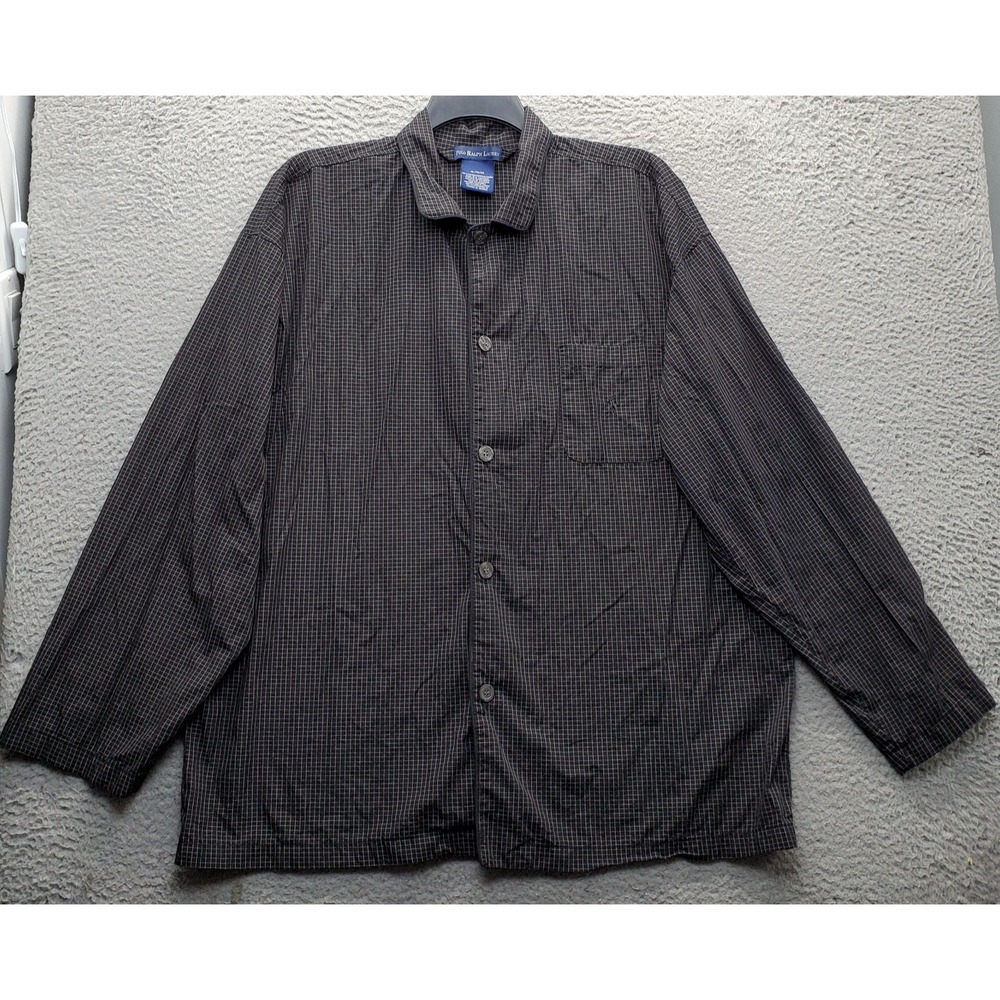 Polo Ralph Lauren Pajama Shirt Men XL Multi Check Long Sleeve Collared Button-Up